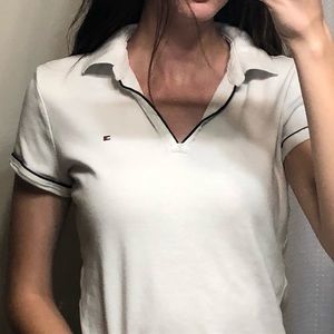 White Tommy Hilfiger collared shirt